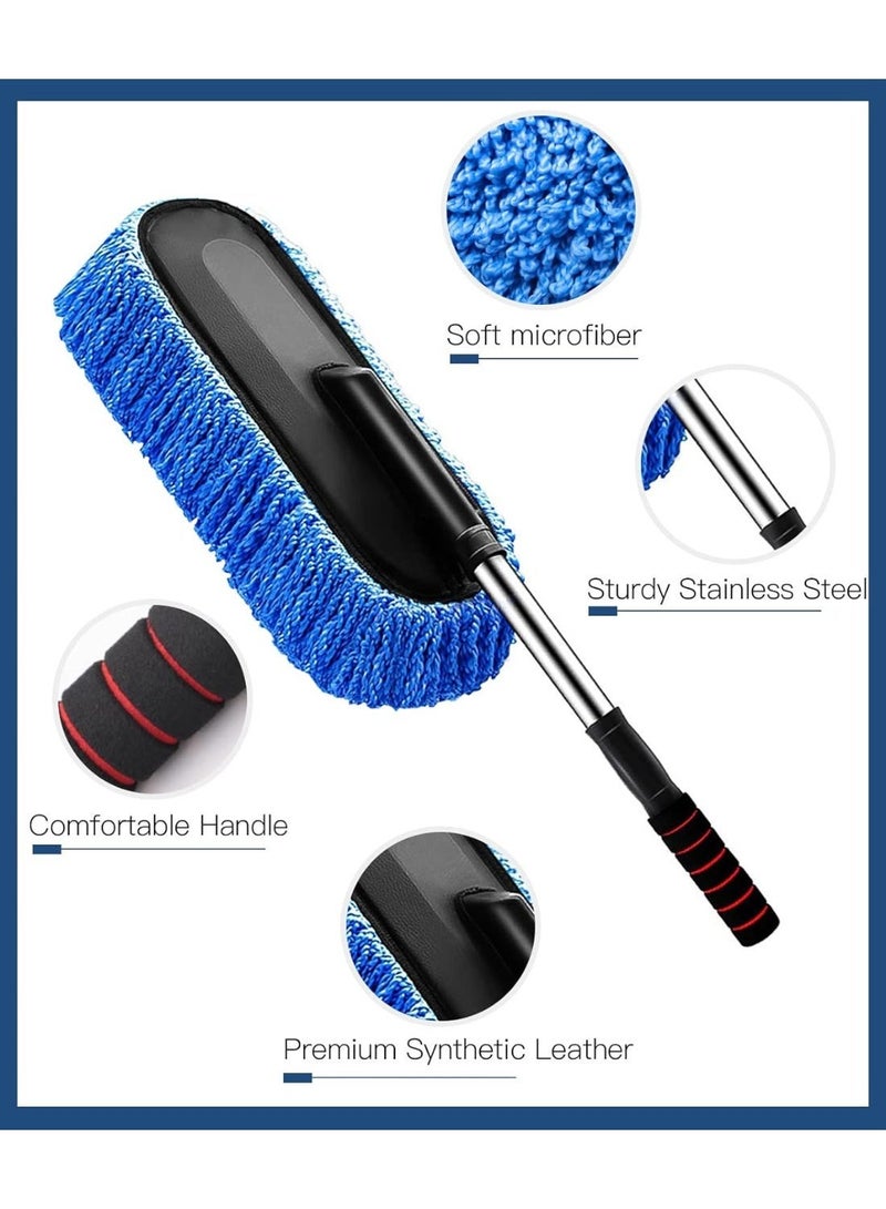 مجموعة غبار السيارة ، 2 حزمة فرشاة غبار السيارة مجموعة مع غبار حبوب اللقاح من الألياف الدقيقة الخدش الحر ، فرشاة غبار السيارة القابلة للتوسع و Duster Dash للسيارة أدوات التنظيف الداخلي الخارجي - Image 5